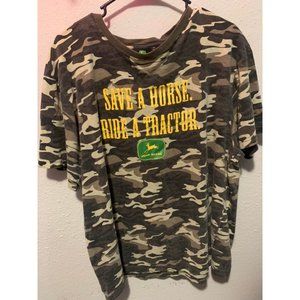 John Deere Men's Camoflauge T-Shirt Save a Horse Ride a Tractor Size XL